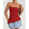 imageZESICA Womens Tube Top 2025 Summer Going Out Strapless Backless Ruched Trendy Tops Asymmetrical Bandeau Cute OutfitsRed
