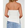 imageZESICA Womens Tube Top 2025 Summer Going Out Strapless Backless Ruched Trendy Tops Asymmetrical Bandeau Cute OutfitsWhite