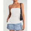 imageZESICA Womens Tube Top 2025 Summer Going Out Strapless Backless Ruched Trendy Tops Asymmetrical Bandeau Cute OutfitsWhite
