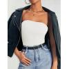 imageZESICA Womens Tube Top 2025 Summer Going Out Strapless Backless Ruched Trendy Tops Asymmetrical Bandeau Cute OutfitsWhite