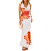 imageZESICA Womens 2025 Summer Halter Neck Floral Print Maxi Dress Sleeveless Backless Wedding Guest Party Bodycon Long DressesOrange