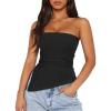 imageZESICA Womens Tube Top 2025 Summer Going Out Strapless Backless Ruched Trendy Tops Asymmetrical Bandeau Cute OutfitsBlack