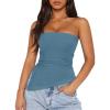imageZESICA Womens Tube Top 2025 Summer Going Out Strapless Backless Ruched Trendy Tops Asymmetrical Bandeau Cute OutfitsDustyblue