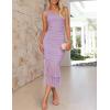 imageZESICA Womens One Shoulder Summer Dress Sleeveless Mesh Ruched Bodycon Sexy Formal Cocktail Midi DressesPurple