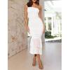 imageZESICA Womens One Shoulder Summer Dress Sleeveless Mesh Ruched Bodycon Sexy Formal Cocktail Midi DressesWhite