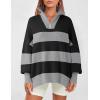 imageZESICA Womens Striped Sweaters Half Zipper Long Sleeve Ribbed Knit Loose Oversized Pullover Sweater TopsCarbon
