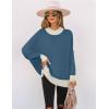 imageZESICA Womens Winter Oversized Sweaters Long Sleeve Color Block Mock Neck Side Slit Comfy Loose Knitted Pullover TopsDusty Blue