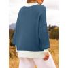 imageZESICA Womens Winter Oversized Sweaters Long Sleeve Color Block Mock Neck Side Slit Comfy Loose Knitted Pullover TopsDusty Blue