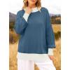 imageZESICA Womens Winter Oversized Sweaters Long Sleeve Color Block Mock Neck Side Slit Comfy Loose Knitted Pullover TopsDusty Blue