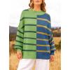 imageZESICA Womens Winter Oversized Sweaters Long Sleeve Color Block Mock Neck Side Slit Comfy Loose Knitted Pullover TopsGrass Green