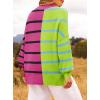 imageZESICA Womens Winter Oversized Sweaters Long Sleeve Color Block Mock Neck Side Slit Comfy Loose Knitted Pullover TopsRose