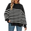 imageZESICA Womens Winter Oversized Sweaters Long Sleeve Color Block Mock Neck Side Slit Comfy Loose Knitted Pullover TopsInk