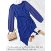 imageZESICA Womens Wrap V Neck Bodycon Mini Dress Puff Long Sleeve Ruched Asymmetrical Hem Cocktail Party Short DressesRoyalblue