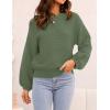imageZESICA Womens Crew Neck Long Lantern Sleeve Casual Loose Ribbed Knit Solid Soft Pullover Sweater TopsArmygreen
