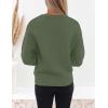 imageZESICA Womens Crew Neck Long Lantern Sleeve Casual Loose Ribbed Knit Solid Soft Pullover Sweater TopsArmygreen