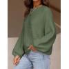 imageZESICA Womens Crew Neck Long Lantern Sleeve Casual Loose Ribbed Knit Solid Soft Pullover Sweater TopsArmygreen