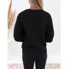 imageZESICA Womens Crew Neck Long Lantern Sleeve Casual Loose Ribbed Knit Solid Soft Pullover Sweater TopsBlack