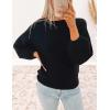 imageZESICA Womens Crew Neck Long Lantern Sleeve Casual Loose Ribbed Knit Solid Soft Pullover Sweater TopsBlack