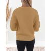 imageZESICA Womens Crew Neck Long Lantern Sleeve Casual Loose Ribbed Knit Solid Soft Pullover Sweater TopsCamel