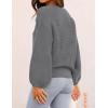 imageZESICA Womens Crew Neck Long Lantern Sleeve Casual Loose Ribbed Knit Solid Soft Pullover Sweater TopsDarkgrey