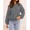 imageZESICA Womens Crew Neck Long Lantern Sleeve Casual Loose Ribbed Knit Solid Soft Pullover Sweater TopsDarkgrey