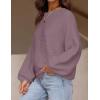 imageZESICA Womens Crew Neck Long Lantern Sleeve Casual Loose Ribbed Knit Solid Soft Pullover Sweater TopsDarkviolet