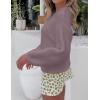 imageZESICA Womens Crew Neck Long Lantern Sleeve Casual Loose Ribbed Knit Solid Soft Pullover Sweater TopsDarkviolet