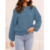 imageZESICA Womens Crew Neck Long Lantern Sleeve Casual Loose Ribbed Knit Solid Soft Pullover Sweater TopsDustyblue