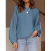 imageZESICA Womens Crew Neck Long Lantern Sleeve Casual Loose Ribbed Knit Solid Soft Pullover Sweater TopsDustyblue