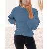 imageZESICA Womens Crew Neck Long Lantern Sleeve Casual Loose Ribbed Knit Solid Soft Pullover Sweater TopsDustyblue