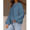 imageZESICA Womens Crew Neck Long Lantern Sleeve Casual Loose Ribbed Knit Solid Soft Pullover Sweater TopsDustyblue