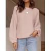 imageZESICA Womens Crew Neck Long Lantern Sleeve Casual Loose Ribbed Knit Solid Soft Pullover Sweater TopsDustypink
