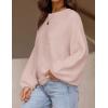 imageZESICA Womens Crew Neck Long Lantern Sleeve Casual Loose Ribbed Knit Solid Soft Pullover Sweater TopsDustypink