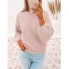 imageZESICA Womens Crew Neck Long Lantern Sleeve Casual Loose Ribbed Knit Solid Soft Pullover Sweater TopsDustypink