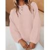 imageZESICA Womens Crew Neck Long Lantern Sleeve Casual Loose Ribbed Knit Solid Soft Pullover Sweater TopsDustypink