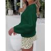 imageZESICA Womens Crew Neck Long Lantern Sleeve Casual Loose Ribbed Knit Solid Soft Pullover Sweater TopsForestgreen