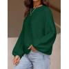 imageZESICA Womens Crew Neck Long Lantern Sleeve Casual Loose Ribbed Knit Solid Soft Pullover Sweater TopsForestgreen