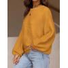 imageZESICA Womens Crew Neck Long Lantern Sleeve Casual Loose Ribbed Knit Solid Soft Pullover Sweater TopsGinger