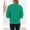 imageZESICA Womens Crew Neck Long Lantern Sleeve Casual Loose Ribbed Knit Solid Soft Pullover Sweater TopsGreen