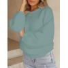 imageZESICA Womens Crew Neck Long Lantern Sleeve Casual Loose Ribbed Knit Solid Soft Pullover Sweater TopsLake