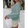 imageZESICA Womens Crew Neck Long Lantern Sleeve Casual Loose Ribbed Knit Solid Soft Pullover Sweater TopsLake