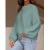 imageZESICA Womens Crew Neck Long Lantern Sleeve Casual Loose Ribbed Knit Solid Soft Pullover Sweater TopsLake