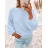 imageZESICA Womens Crew Neck Long Lantern Sleeve Casual Loose Ribbed Knit Solid Soft Pullover Sweater TopsLightblue