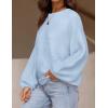 imageZESICA Womens Crew Neck Long Lantern Sleeve Casual Loose Ribbed Knit Solid Soft Pullover Sweater TopsLightblue