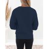 imageZESICA Womens Crew Neck Long Lantern Sleeve Casual Loose Ribbed Knit Solid Soft Pullover Sweater TopsNavy