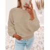 imageZESICA Womens Crew Neck Long Lantern Sleeve Casual Loose Ribbed Knit Solid Soft Pullover Sweater TopsOatmeal