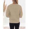 imageZESICA Womens Crew Neck Long Lantern Sleeve Casual Loose Ribbed Knit Solid Soft Pullover Sweater TopsOatmeal