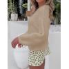 imageZESICA Womens Crew Neck Long Lantern Sleeve Casual Loose Ribbed Knit Solid Soft Pullover Sweater TopsOatmeal