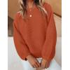 imageZESICA Womens Crew Neck Long Lantern Sleeve Casual Loose Ribbed Knit Solid Soft Pullover Sweater TopsOrange