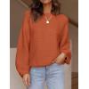 imageZESICA Womens Crew Neck Long Lantern Sleeve Casual Loose Ribbed Knit Solid Soft Pullover Sweater TopsOrange